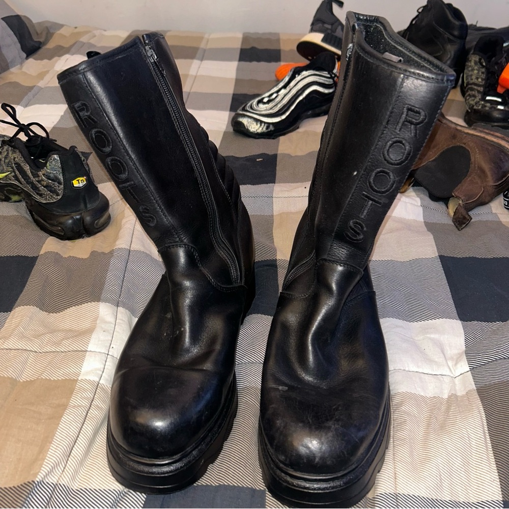 Roots Tuff Black Leather Boots Mens 10.5 US Made In Canada 🇨🇦